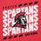 Porter Spartans high school logo with repeated text on a red background - premium hoodie design 223