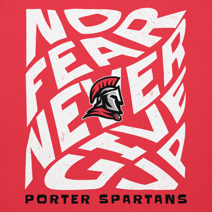 Red premium hoodie with white text and a Spartan helmet logo on a red background - design 236