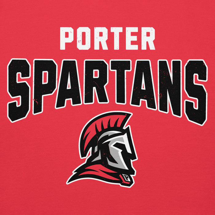 Red shirt with 'Porter Spartans' text and Spartan helmet logo on a red background - premium hoodie design 234