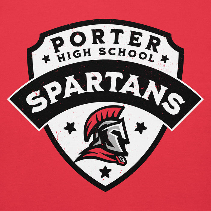 Close-up view of Porter High School Spartans Red Premium Unisex Hoodie 221