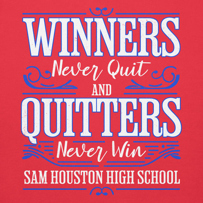 Close-up view of Sam Houston High School Texans Red Premium Unisex Hoodie 237