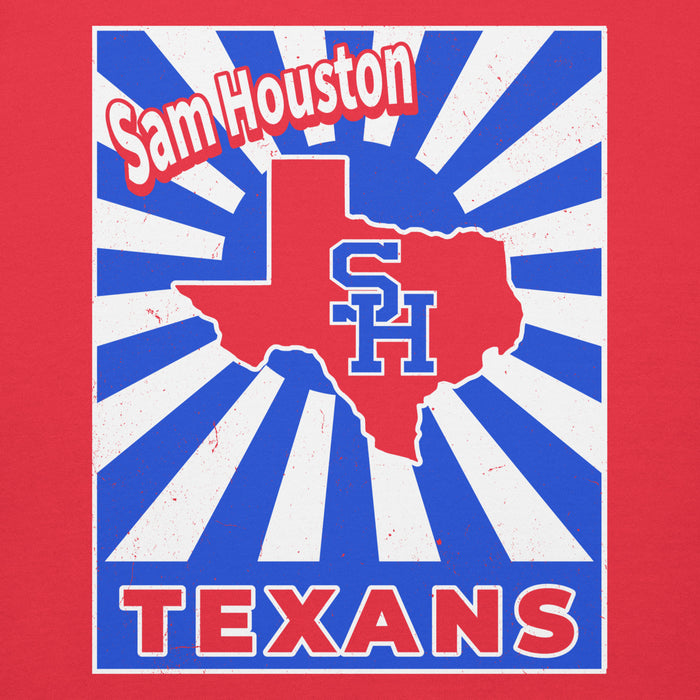 Close-up view of Sam Houston High School Texans Red Premium Unisex Hoodie 226