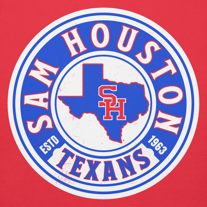 Close-up view of Sam Houston High School Texans Red Premium Unisex Hoodie 220