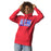 Woman wearing Sam Houston High School Texans Red Premium Unisex Hoodie 098