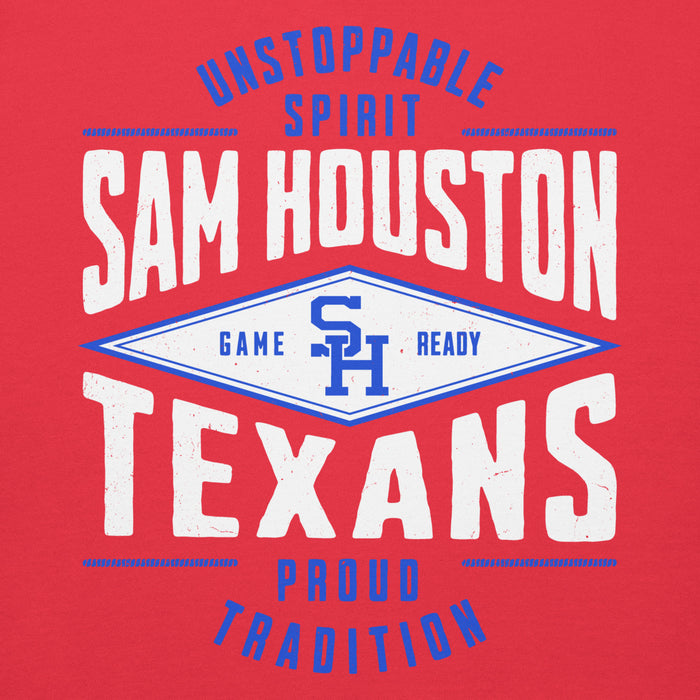 Close-up view of Sam Houston High School Texans Red Premium Unisex Hoodie 210