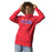 Woman wearing Sam Houston High School Texans Red Premium Unisex Hoodie 002