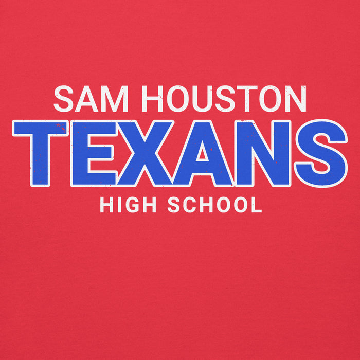 Close-up view Sam Houston High School Texans Red Premium Unisex Hoodie 002