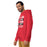 Man wearing North Shore High School Mustangs Red Premium Unisex Hoodie 238