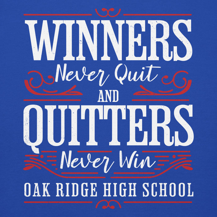Close-up view of Oak Ridge High School War Eagles Royal Blue Premium Unisex Hoodie 237