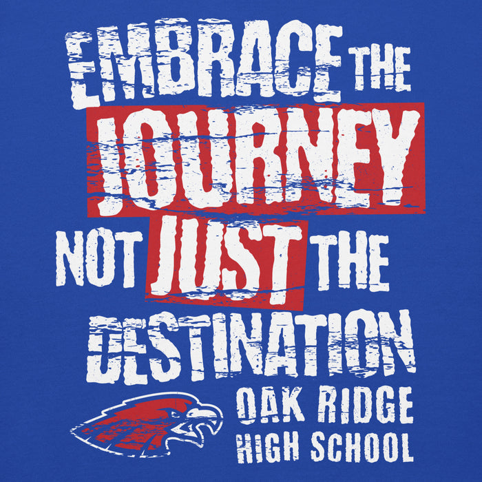 Close-up view of Oak Ridge High School War Eagles Royal Blue Premium Unisex Hoodie 232