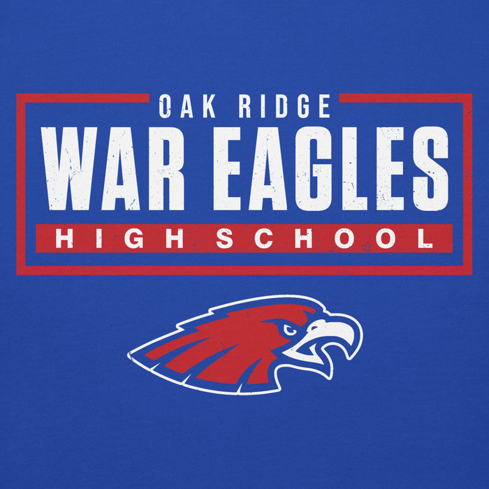 Close-up view of Oak Ridge High School War Eagles Royal Blue Premium Unisex Hoodie 049