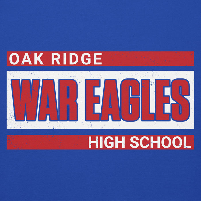 Close-up view of Oak Ridge High School War Eagles Royal Blue Premium Unisex Hoodie 098