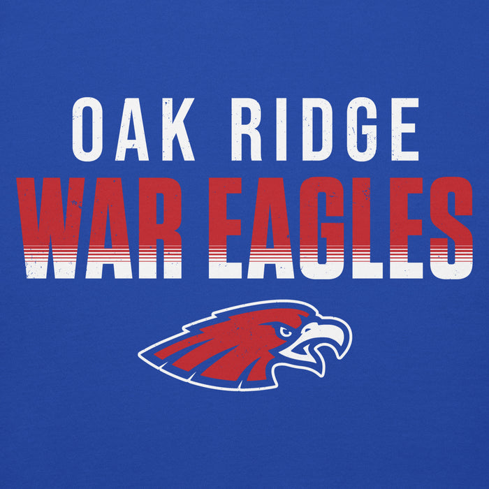 Close-up view of Oak Ridge High School War Eagles Royal Blue Premium Unisex Hoodie 024