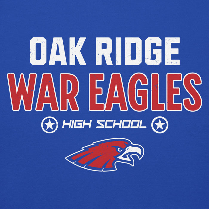 Close-up view of Oak Ridge High School War Eagles Royal Blue Premium Unisex Hoodie 003