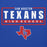 A blue graphic design featuring the text 'SAM HOUSTON TEXANS HIGH SCHOOL' in white and red, with a red outline and a red Texas state silhouette containing 'SH' in blue. Sam Houston High School Texans Royal Blue Premium Unisex Hoodie 049