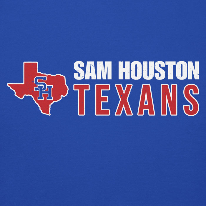 Close-up view of Sam Houston High School Texans Royal Blue Premium Unisex Hoodie 200