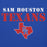 A blue graphic print featuring the text 'SAM HOUSTON TEXANS' in white and red, with a red outline of Texas containing the letters 'SH' in blue at the center. Sam Houston High School Texans Royal Blue Premium Unisex Hoodie 017