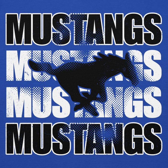 Close-up view of Taylor High School Mustangs Royal Blue Premium Unisex Hoodie 233
