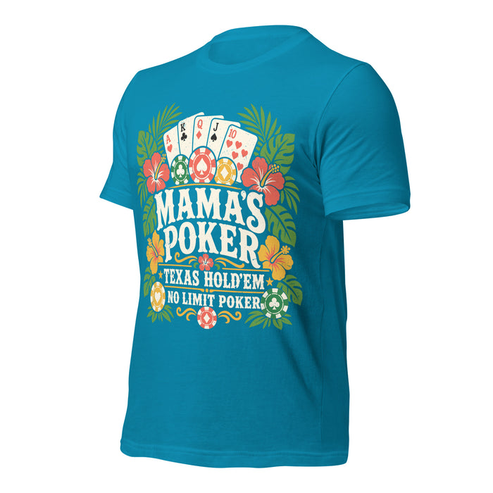Left profile view of Mama's Poker Premium Unisex T-shirt 224