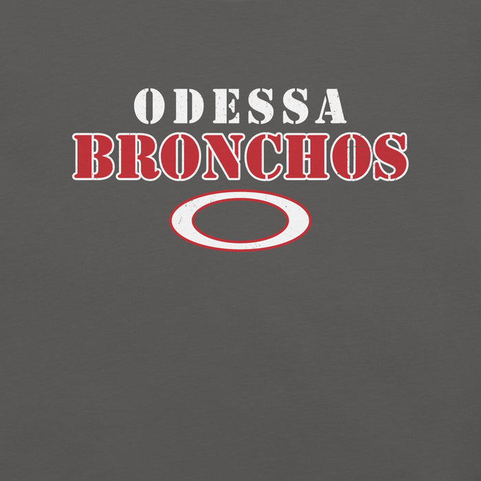 Close-up view of Odessa High School Bronchos Dark Grey Premium Unisex T-shirt 222