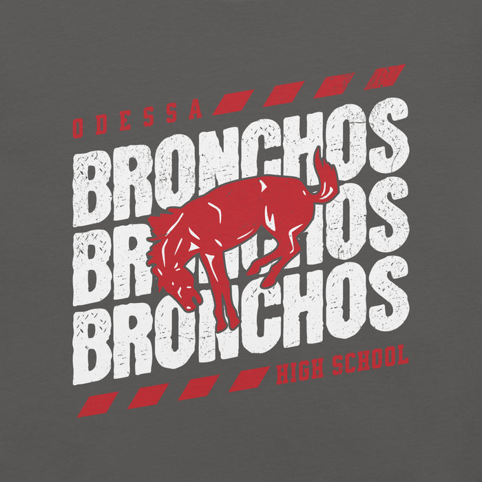 Close-up view of Odessa High School Bronchos Dark Grey Premium Unisex T-shirt 223