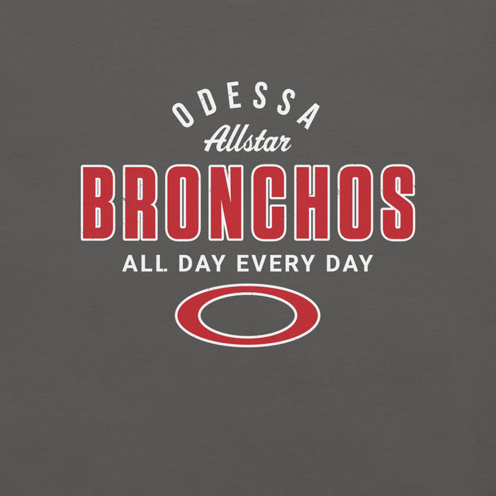 Close-up view of Odessa High School Bronchos Dark Grey Premium Unisex T-shirt 040