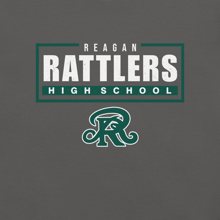 Close-up view of Reagan High School Rattlers Dark Grey Premium Unisex T-shirt 049