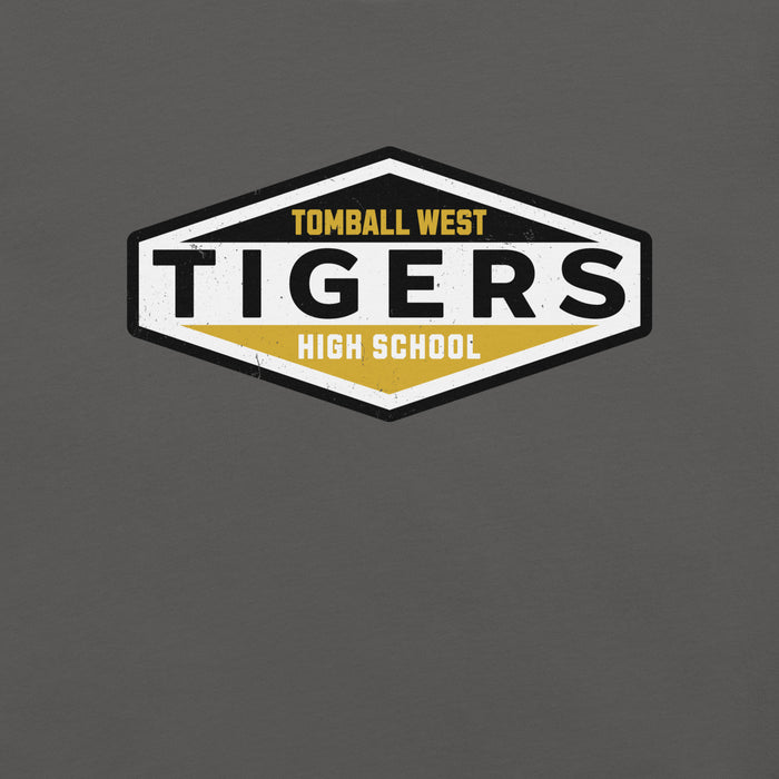 Close-up view of Tomball West High School Tigers Dark Grey Premium Unisex T-shirt 009