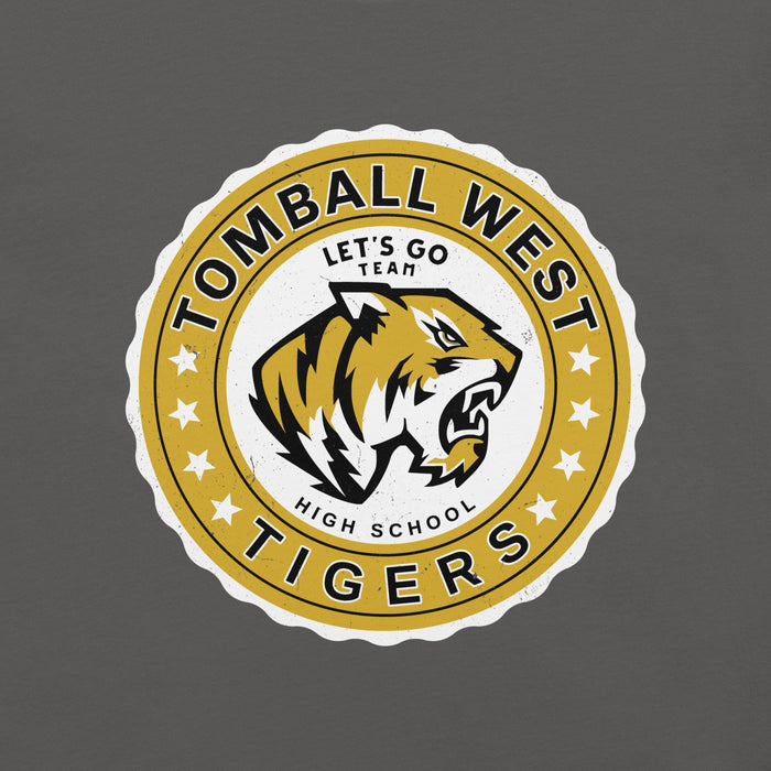 Close-up view of Tomball West High School Tigers Dark Grey Premium Unisex T-shirt 216