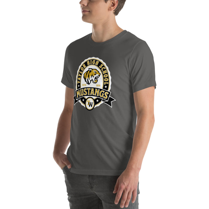 Man wearing Tomball West High School Tigers Dark Grey Premium Unisex T-shirt 212