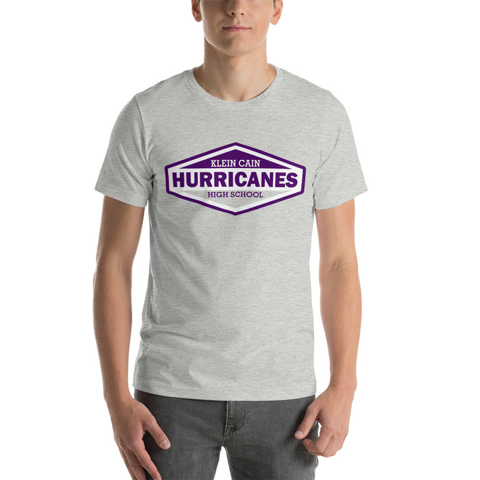 A man wearing Klein Cain High School Hurricanes Premium Athletic Heather T-shirt 09