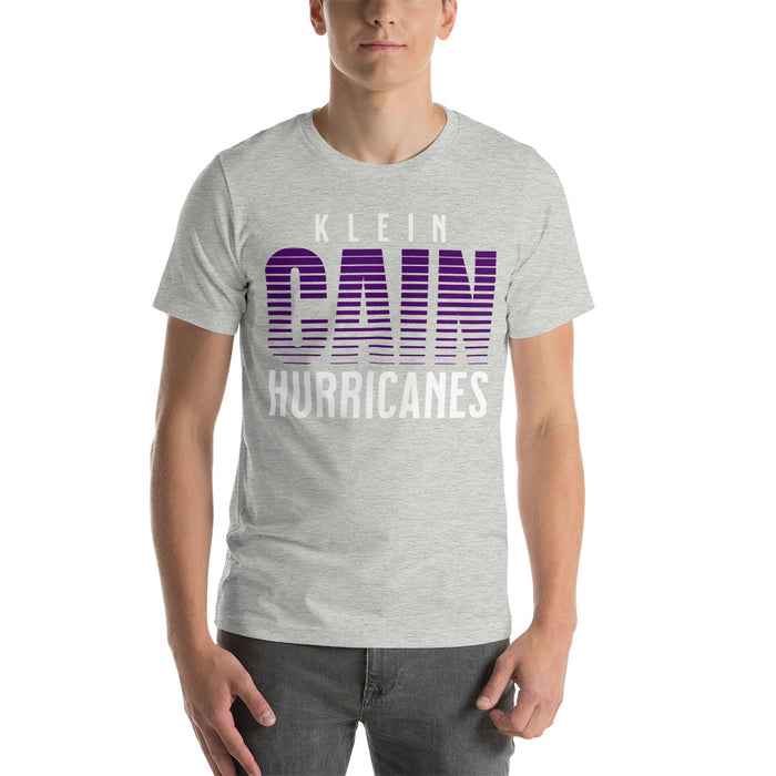 A man wearing Klein Cain High School Hurricanes Premium Athletic Heather T-shirt 24