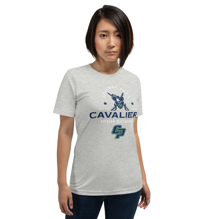 Woman wearing a College Park High School Cavaliers Premium Athletic Heather Unisex T-shirt 210