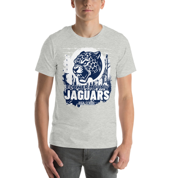 Student wearing Flower Mound High School Jaguars Athletic Grey Premium T-shirt 202