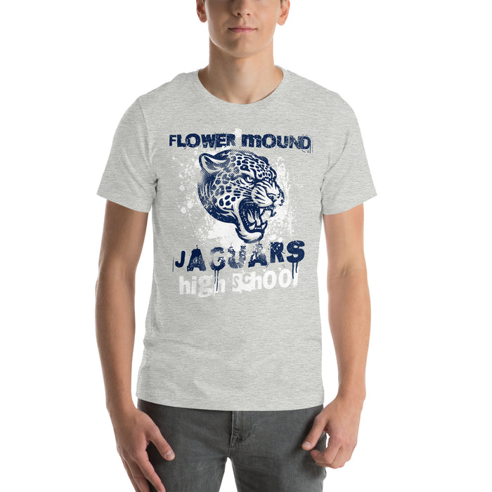 Man wearing Flower Mound High School Jaguars Athletic Grey Premium T-shirt 205