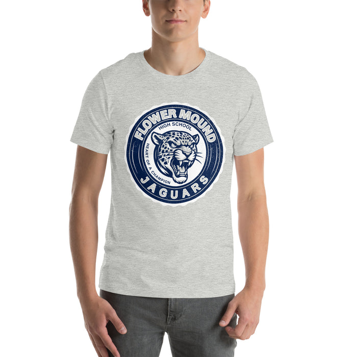 Man wearing Flower Mound High School Jaguars Athletic Grey Premium T-shirt 216