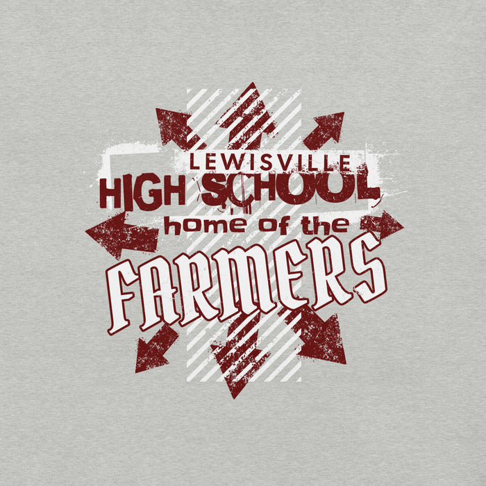 Close-up view of Lewisville High School Farmers Grey Premium Unisex T-shirt 210