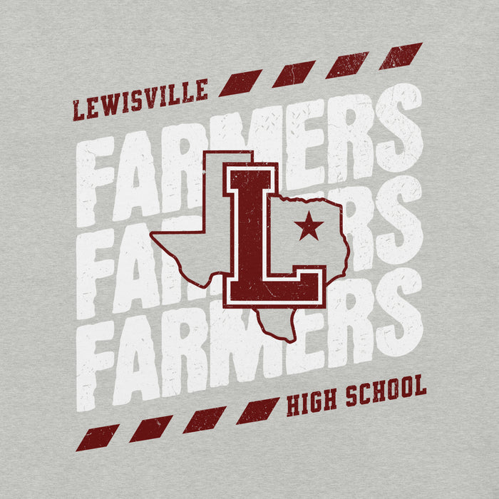 Close-up view of Lewisville High School Farmers Grey Premium Unisex T-shirt 223