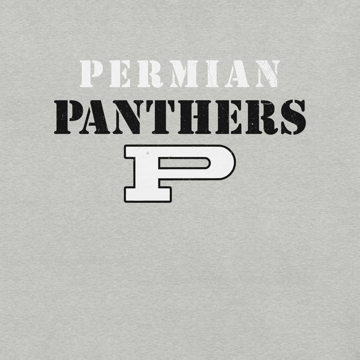 Close-up view of Permian High School Panthers Grey Premium Unisex T-shirt 221