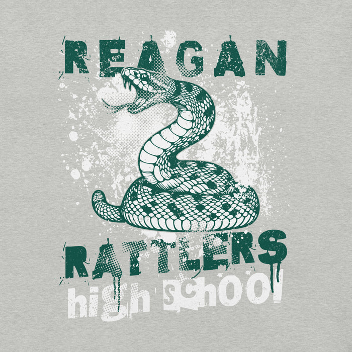 Close-up view of Reagan High School Rattlers Grey Premium Unisex T-shirt 205