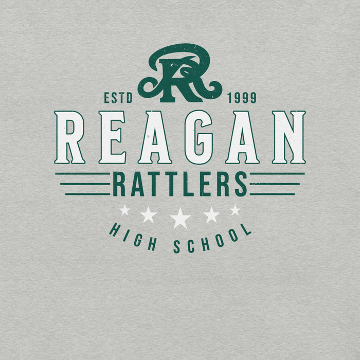 Close-up view of Reagan High School Rattlers Grey Premium Unisex T-shirt 217