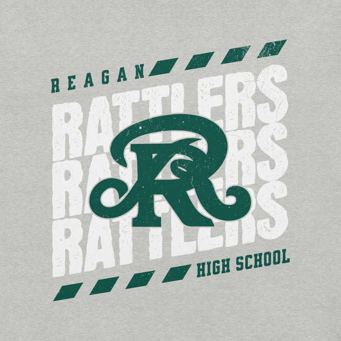 Close-up view of Reagan High School Rattlers Grey Premium Unisex T-shirt 223