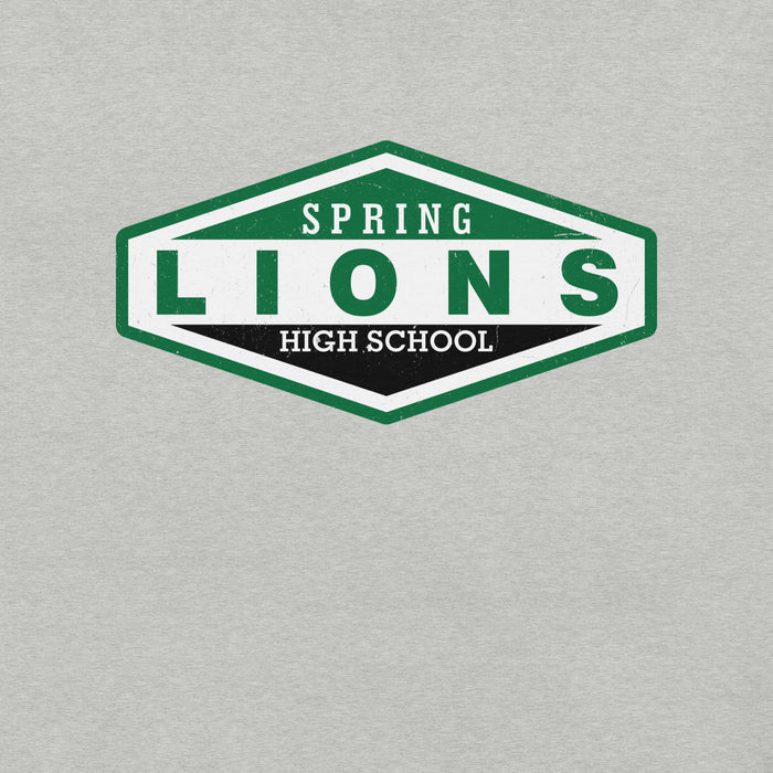 Close-up view of Spring High School Lions Grey Premium Unisex T-shirt 009