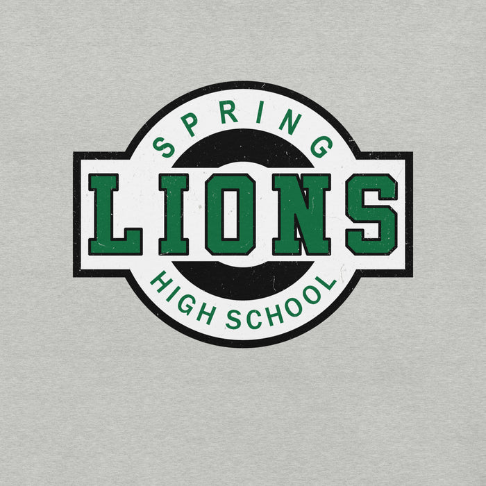 Close-up view of Spring High School Lions Grey Premium Unisex T-shirt 011