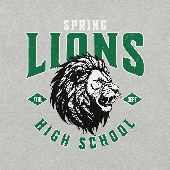 Close-up view of Spring High School Lions Grey Premium Unisex T-shirt 213