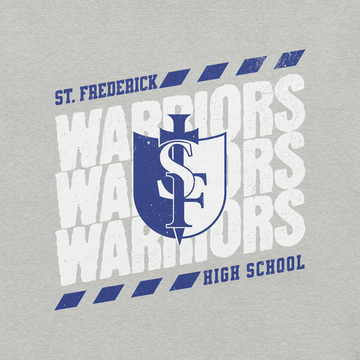 Close-up view of St. Frederick High School Warriors Grey Premium Unisex T-shirt 223