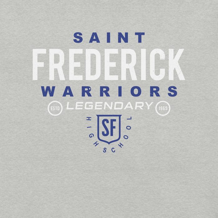 Close-up view of St. Frederick High School Warriors Grey Premium Unisex T-shirt 003