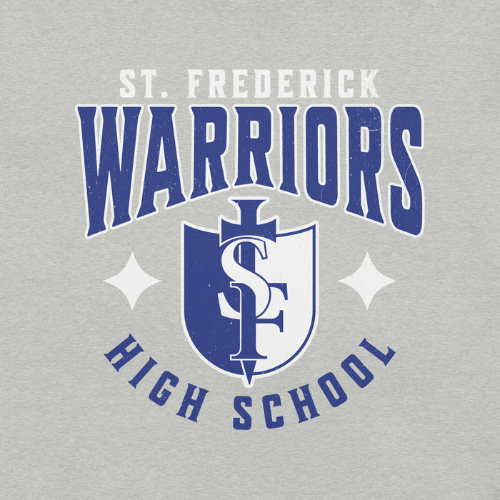 Close-up view of St. Frederick High School Warriors Grey Premium Unisex T-shirt 213