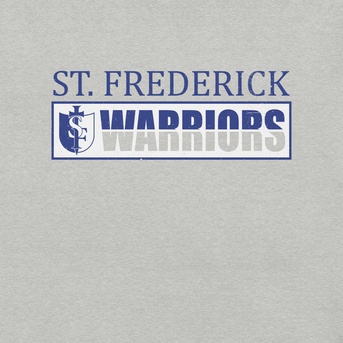 Close-up view of St. Frederick High School Warriors Grey Premium Unisex T-shirt 031