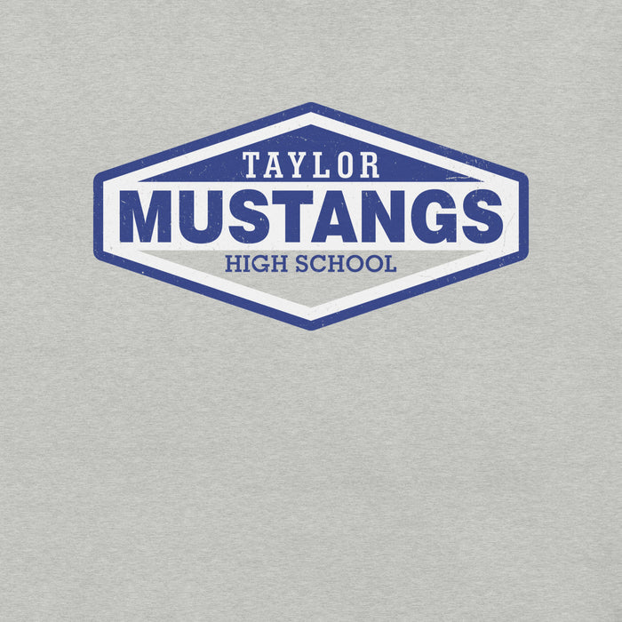 Close-up view of Taylor High School Mustangs Grey Premium Unisex T-shirt 009